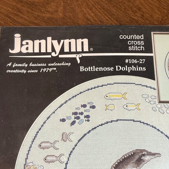 Vintage Janlynn Bottlenose Dolphins Counted Cross Stitch Kit 106-27 NEW UNSEALED - Picture 6 of 6